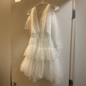 FASHION NOVA - Gracie Mesh Mini Dress, White, Size Small